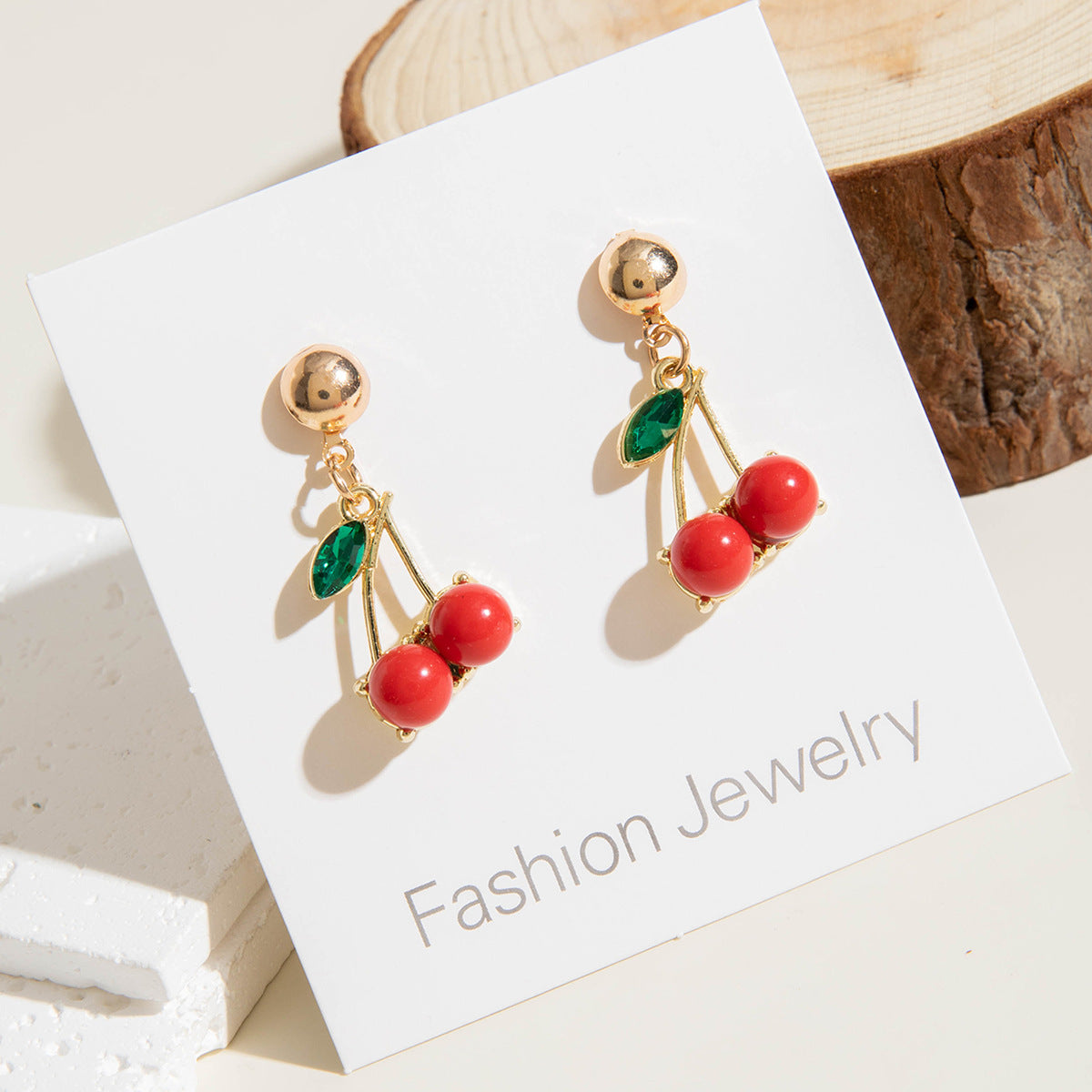 Wholesale 10pcs Acrylic Cute Red Cherry Earrings